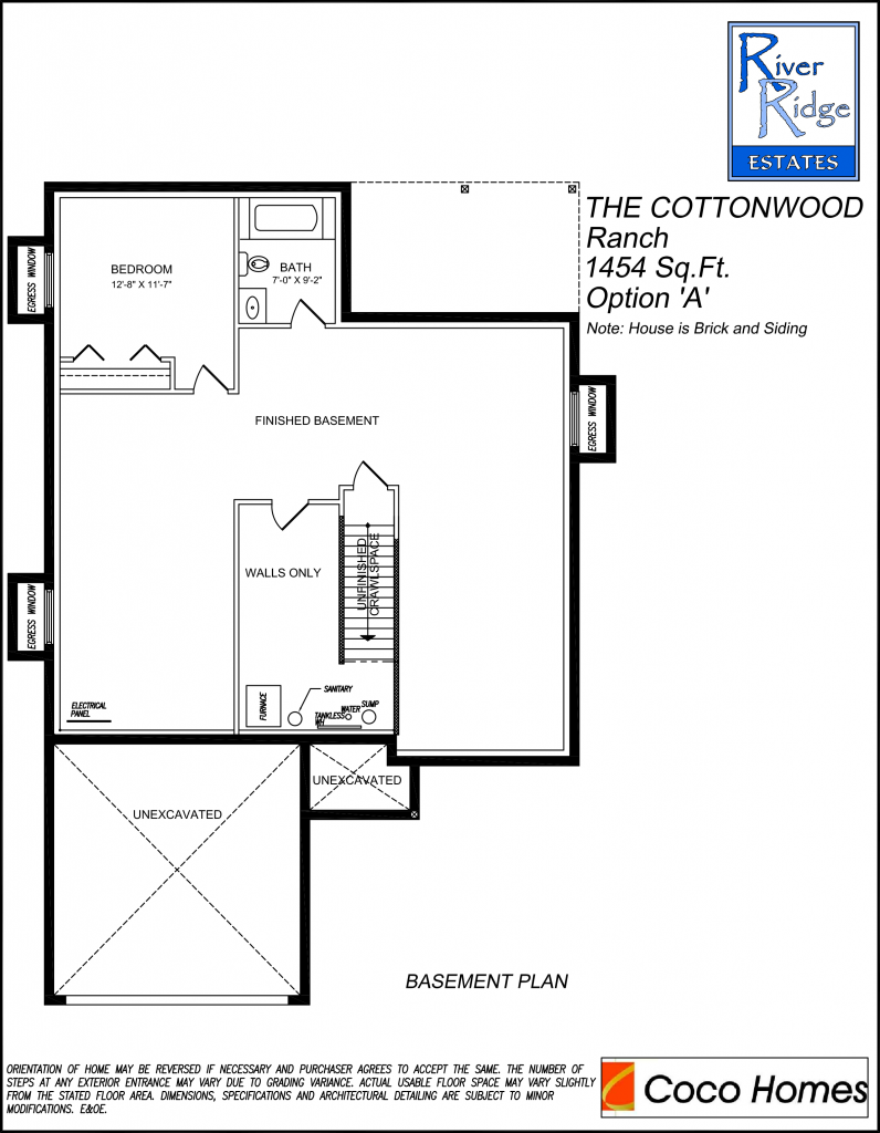 Cottonwood Basement Option A Floor Plan