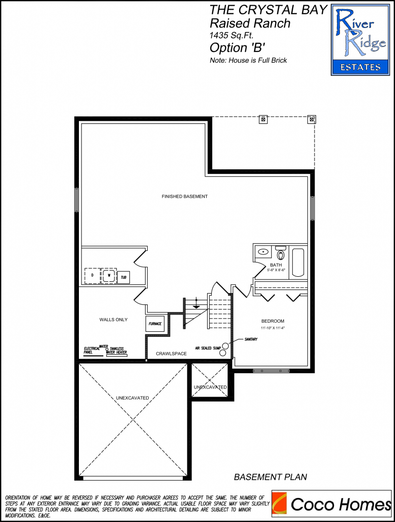 Crystal Bay Basement Floor Plan Option B