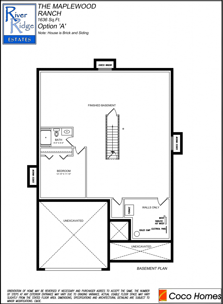 Maplewood Basement Floor Plan Option A